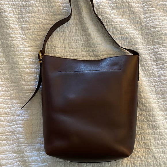 Madewell chocolate raisin brown leather essential bucket tote bag - Picture 7 of 14